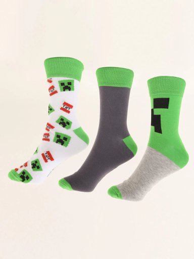 PACK X3 CALCETINES NIÑO MINECRAFT TEENO BOOM - 1
