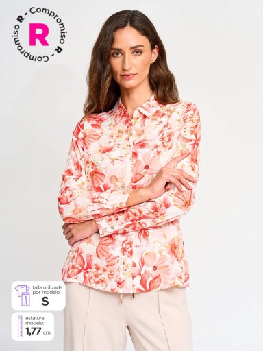 BLUSA MUJER CACHAREL CUELLO CAMISERO MANGA LARGA - 1