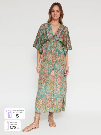 VESTIDO MUJER TATIENNE LARGO SATINADO ESTAMPADO - 1