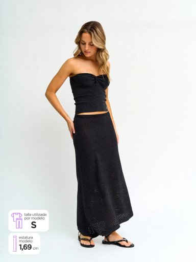 FALDA MUJER BARBADOS ALGODÓN LARGA TEJIDA - 1