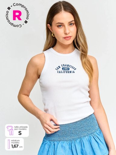 POLERA MUJER INDEX ALGODÓN SIN MANGAS BÁSICA - 1