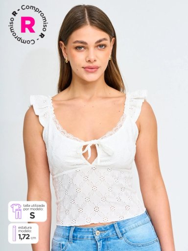 POLERA MUJER INDEX SIN MANGAS MACRAMÉ - 1