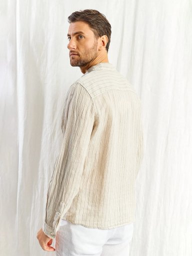 CAMISA HOMBRE SPAVALDI LINO CUELLO CAMISERO MANGA LARGA LÍNEAS - 2