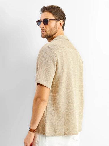 CAMISA HOMBRE SPAVALDI ALGODÓN MANGA CORTA TEXTURA LISA - 2