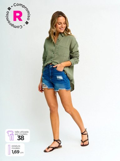 SHORT ALGODÓN MUJER AEROPOSTALE DENIM - 1