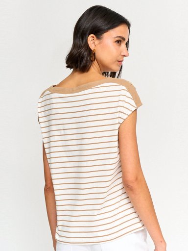 POLERA MUJER CACHAREL ALGODÓN CUELLO BOTE MANGA CORTA - 2
