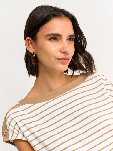 POLERA MUJER CACHAREL ALGODÓN CUELLO BOTE MANGA CORTA - 3