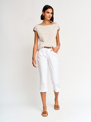 POLERA MUJER CACHAREL ALGODÓN CUELLO BOTE MANGA CORTA - 4