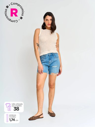 SHORT ALGODÓN MUJER AEROPOSTALE DENIM - 1