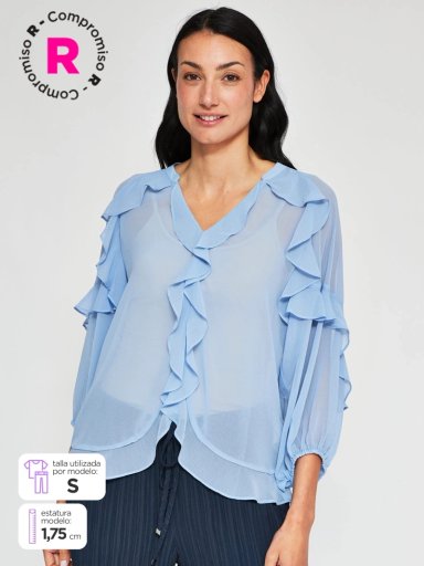 BLUSA MUJER CACHAREL CUELLO EN V MANGA 3/4 - 1