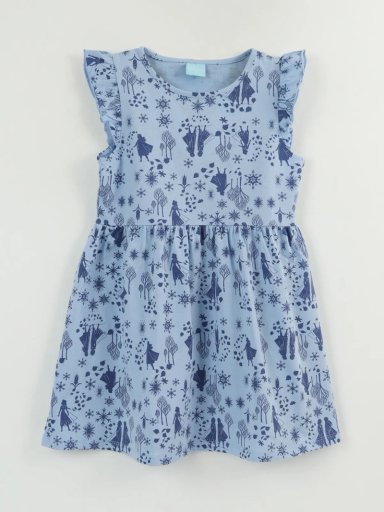 VESTIDO NIÑA FROZEN AZUL ESTAMPADO + COLLET - 1