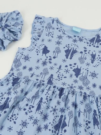 VESTIDO NIÑA FROZEN AZUL ESTAMPADO + COLLET - 3