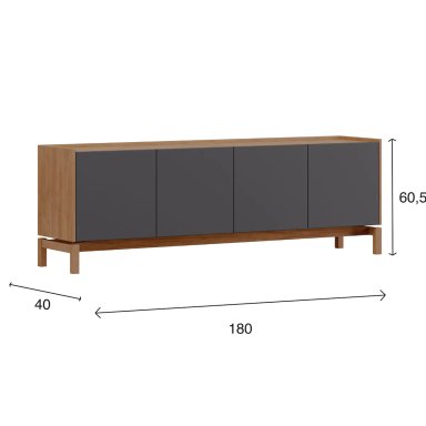RACK ROCA BARCELONA 75" 2P 2C GRAFITO/ROBLE - 2