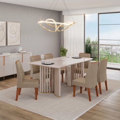JUEGO COMEDOR ALTAVISION LUMA 6 SILLAS BLANCO - 1