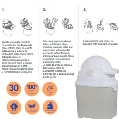 BASURERO BEBESIT PAÑALES BEIGE - 9