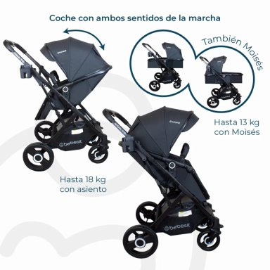 COCHE CUNA PASEO BEBE VOX NEGRO BEBESIT - 8