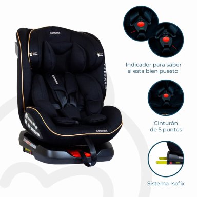 SILLA DE AUTO BEBE CONVERTIBLE SUPRA 360 ISOFIX NEGRA DORADA - 2