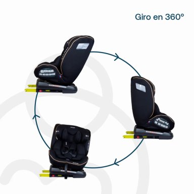 SILLA DE AUTO BEBE CONVERTIBLE SUPRA 360 ISOFIX NEGRA DORADA - 7
