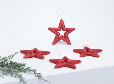 ADORNO NAVIDEÑO RIPLEY HOME SET X4 ESTRELLA ROJO - 1