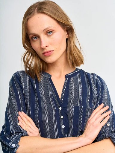 BLUSA MUJER AZIZ CUELLO MAO MANGA 3/4 ESTAMPADA - 3