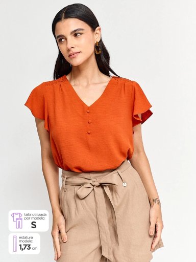 BLUSA MUJER REGATTA MANGA CORTA BOTÓN FORRADO - 1
