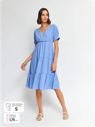 VESTIDO MUJER REGATTA CORTO ESCOTE CRUZADO MANGA GLOBO - 1