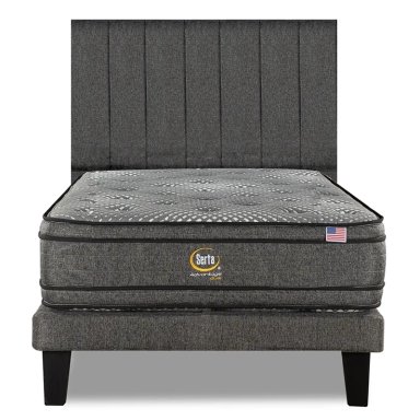 CAMA SERTA EUROPEA + RESPALDO TIGNES ADVANTAGE DUAL 1.5 PLAZAS GRIS - 1