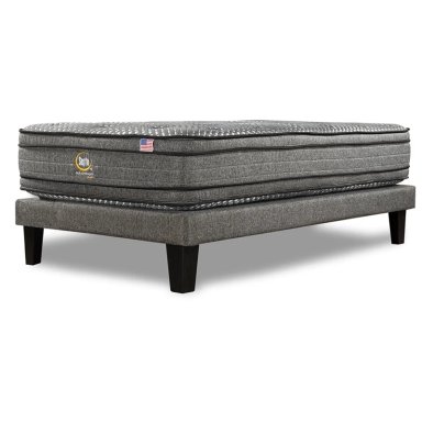 CAMA SERTA EUROPEA + RESPALDO TIGNES ADVANTAGE DUAL 1.5 PLAZAS GRIS - 4