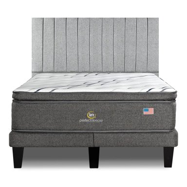 CAMA EUROPEA SERTA PERFECT SLEEPER 2PL B/D + RESPALDO TIBET PLATA  - 1