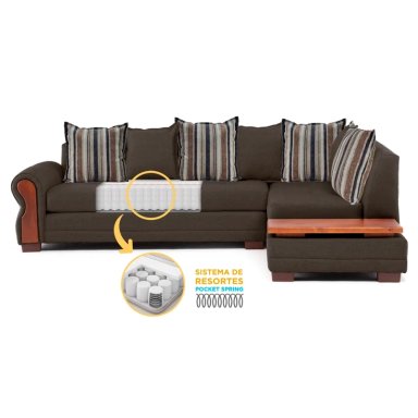 SECCIONAL DERECHO LIVING FACTORY DAKOTA 6 CUERPOS CAFÉ - 2