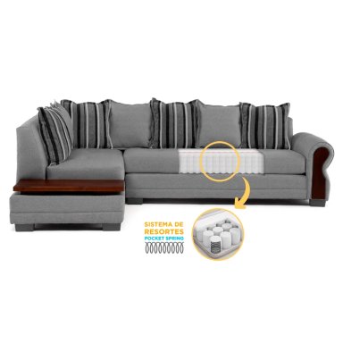 SECCIONAL IZQUIERDO LIVING FACTORY DAKOTA 6 CUERPOS GRIS - 2