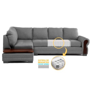 SECCIONAL IZQUIERDO LIVING FACTORY MICHIGAN 6 CUERPOS GRIS - 2