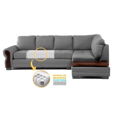 SECCIONAL DERECHO LIVING FACTORY MICHIGAN 6 CUERPOS GRIS - 2