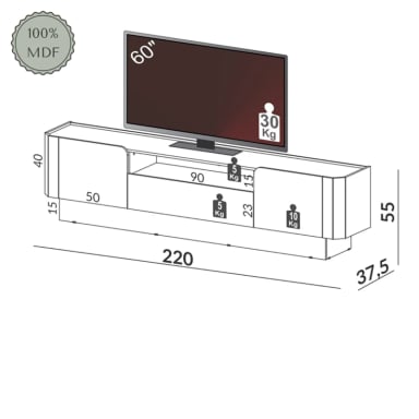 RACK TV DECOCASA R427 75" 2P 1C BEIGE - 3