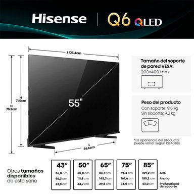 SMART TV HISENSE QLED 4K UHD 55” 55Q6QV - 3