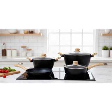 BATERÍA DE COCINA LOVEN BRUN 7 PIEZAS NEGRO - 2