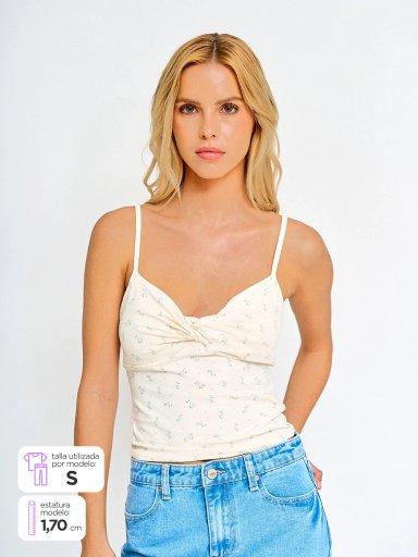 POLERA MUJER INDEX ALGODÓN SIN MANGAS NUDO - 1