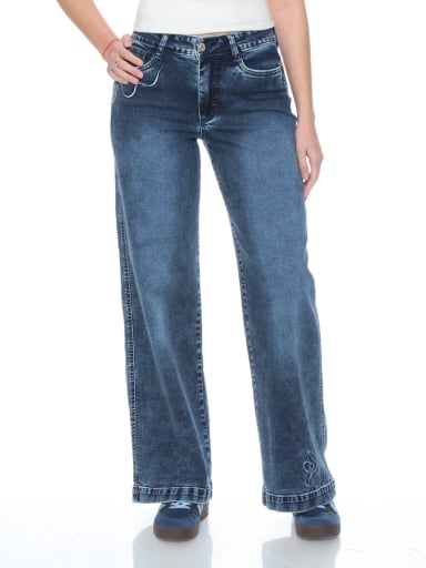 JEANS ALGODÓN WIDELEG MUJER WADOS TIRO ALTO BORDADO - 2