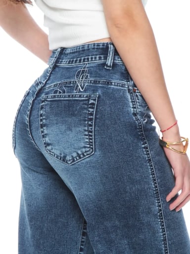 JEANS ALGODÓN WIDELEG MUJER WADOS TIRO ALTO BORDADO - 5