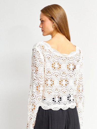 SWEATER MUJER INDEX ALGODÓN MANGA LARGA CALADO - 2