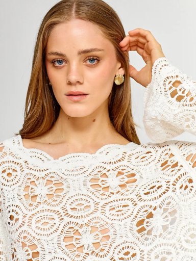 SWEATER MUJER INDEX ALGODÓN MANGA LARGA CALADO - 3