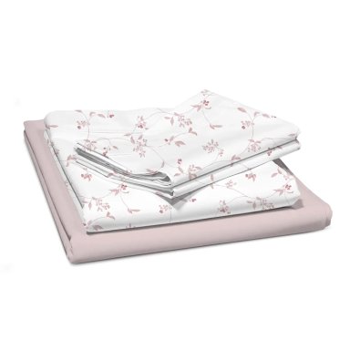 JUEGO DE SÁBANAS ANDES FLORES 180 HILOS 1.5 PLAZAS ROSA - 2