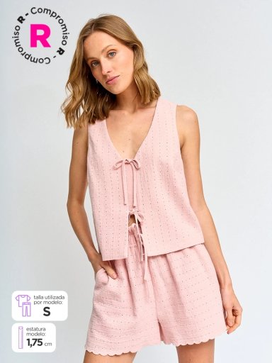 BLUSA MUJER MARQUIS ALGODÓN LAZOS - 1