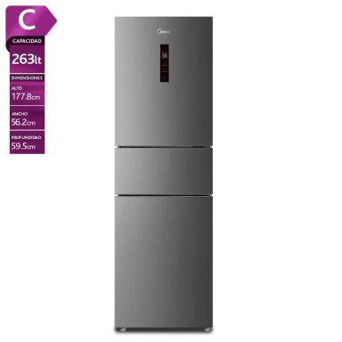 REFRIGERADOR BOTTOM FREEZER MIDEA MDRB363TDE50IN 263L NO FROST GRIS - 1