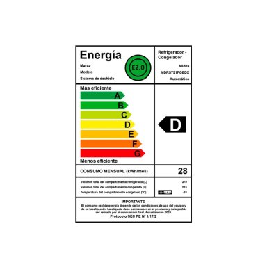 REFRIGERADOR SIDE BY SIDE MIDEA MDRS791FGEDX 592L NO FROST NEGRO - 7