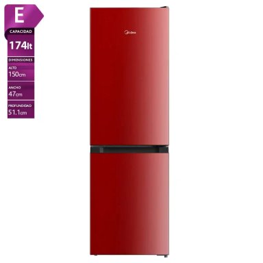 REFRIGERADOR BOTTOM FREEZER MIDEA MDRB241FGE13M 174L FRÍO DIRECTO ROJO - 1