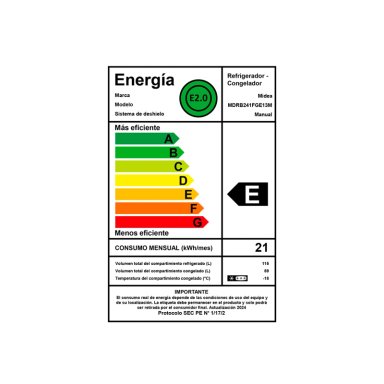 REFRIGERADOR BOTTOM FREEZER MIDEA MDRB241FGE13M 174L FRÍO DIRECTO ROJO - 10