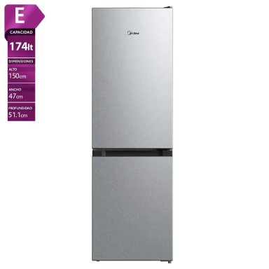 REFRIGERADOR BOTTOM FREEZER MIDEA MDRB241FGE50M 174L FRÍO DIRECTO GRIS - 1