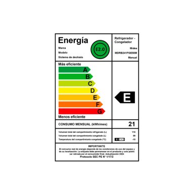 REFRIGERADOR BOTTOM FREEZER MIDEA MDRB241FGE50M 174L FRÍO DIRECTO GRIS - 11