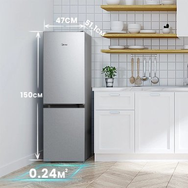 REFRIGERADOR BOTTOM FREEZER MIDEA MDRB241FGE50M 174L FRÍO DIRECTO GRIS - 10